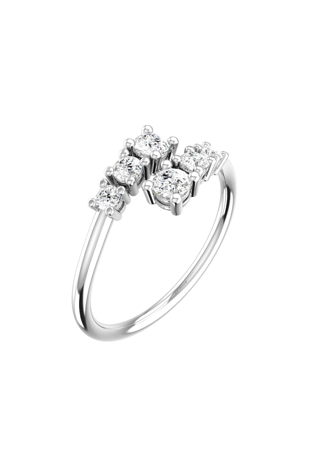 Double Degrade 18K White Gold Ring w. Lab-Grown Diamonds