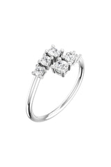 Double Degrade 18K White Gold Ring w. Lab-Grown Diamonds
