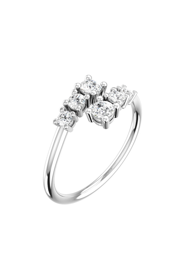 Double Degrade 18K White Gold Ring w. Lab-Grown Diamonds