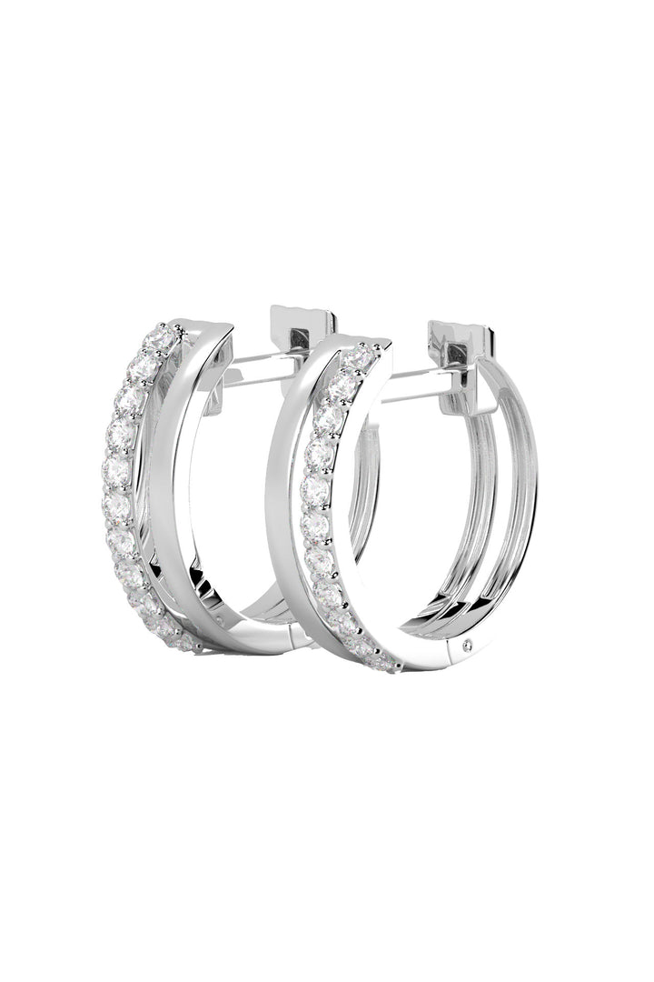 Double Line 18K Hoops aus Weißgold I Labor-Diamanten