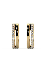 Double Line 18K Gold Hoops w. Lab-Grown Diamonds
