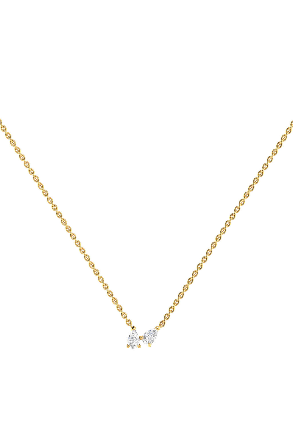 Double Pear 18K Guld Halskæde m. Lab-Grown Diamanter