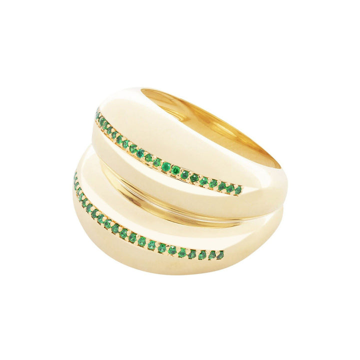 Double VOID 18K Gold Plated Ring w. Black Spinel