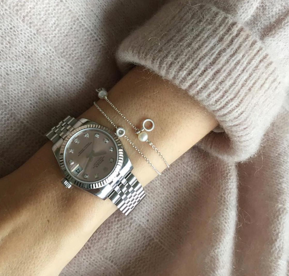 Piccolo Sølv Armbånd m. Hvide Perler
