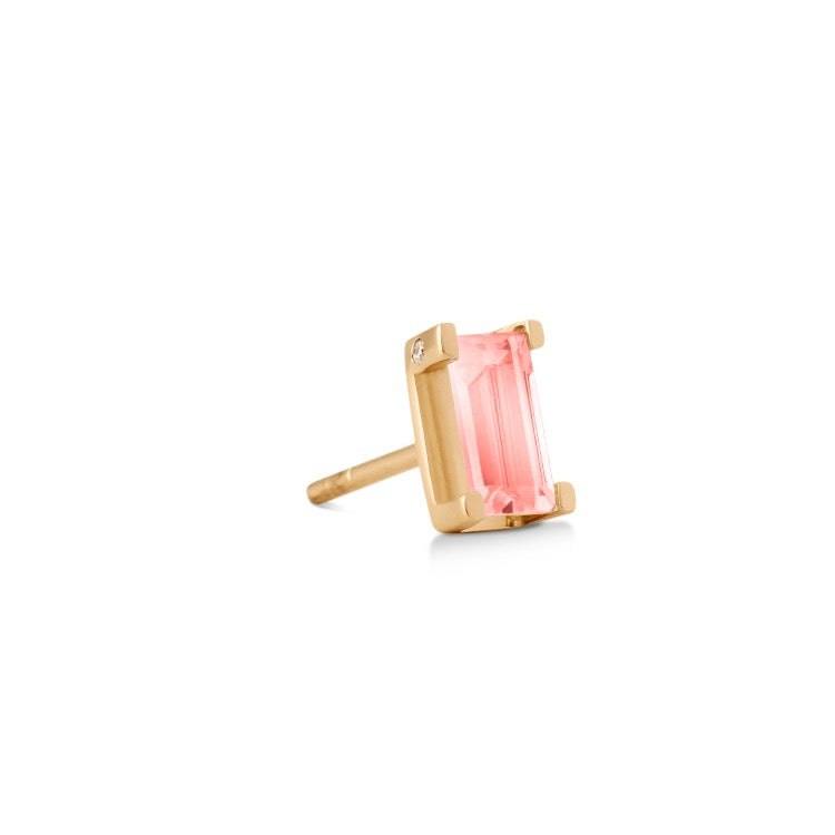 Nord Pink 18K Gold Stud w. Tourmaline & Diamond
