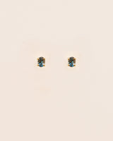 18K Gold Studs w. Blue Topaz