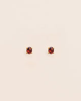 18K Simple Guld Ørestikkere m. Rød Granat