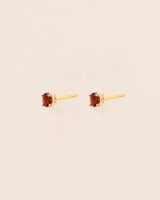 18K Simple Guld Ørestikkere m. Rød Granat