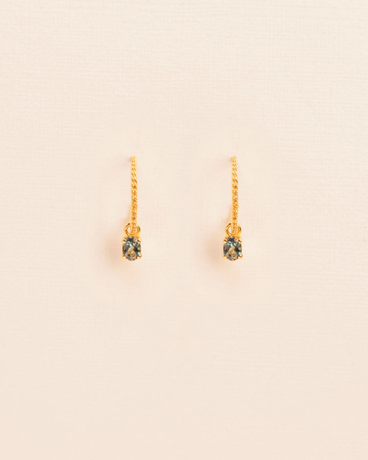 18K Gold Hoops w. London Blue Topaz
