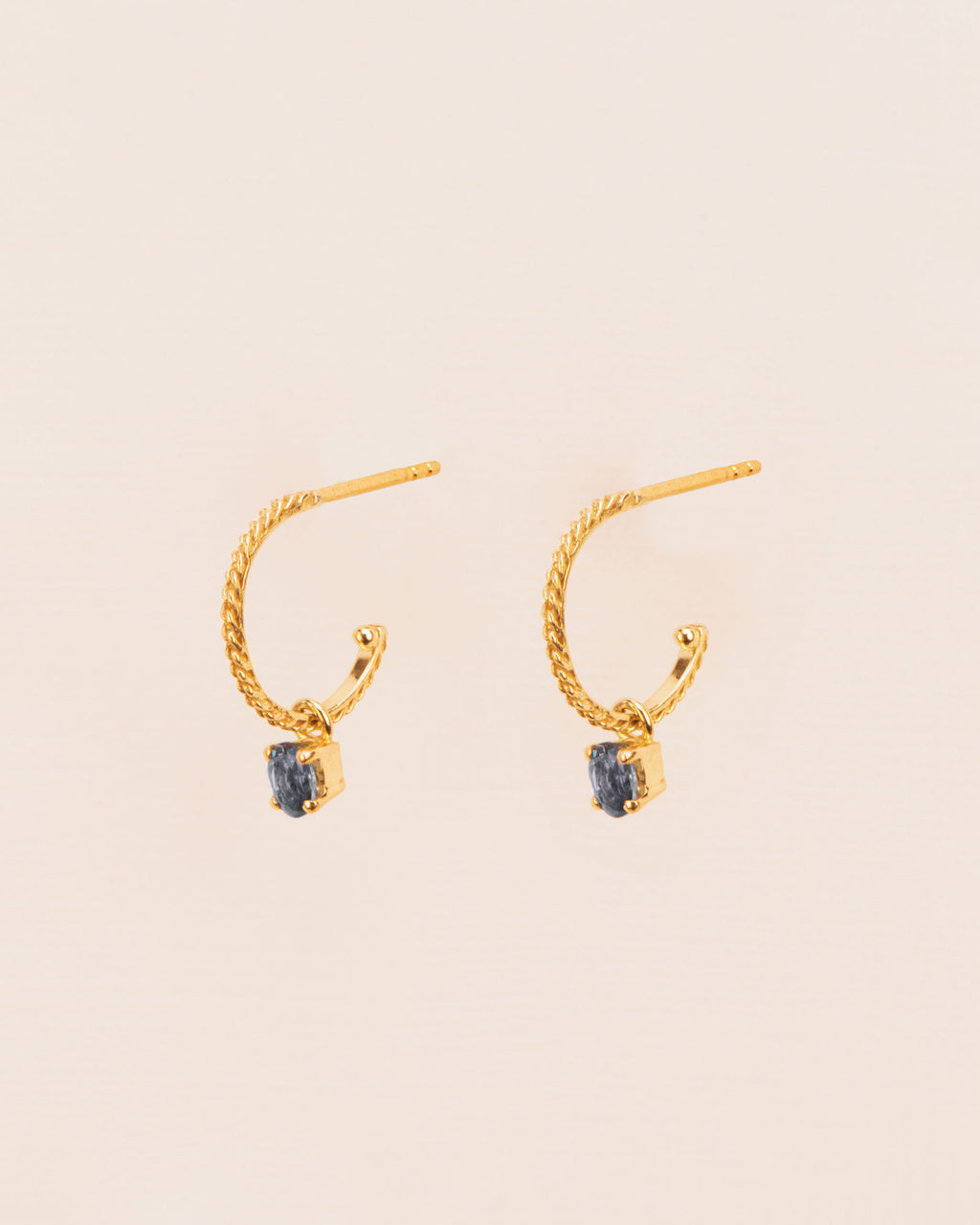 18K Gold Hoops w. London Blue Topaz