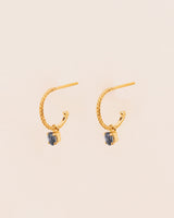 18K Gold Hoops w. London Blue Topaz