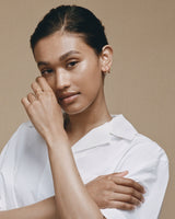 18K Gold Hoops w. Red Garnet