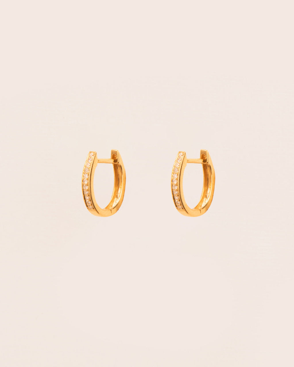 18K Gold Hoops w. white Diamonds