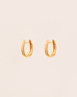 18K Gold Hoops w. white Diamonds