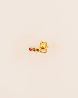 18K Gold Stud w. yellow Diamond, Ruby og Garnet