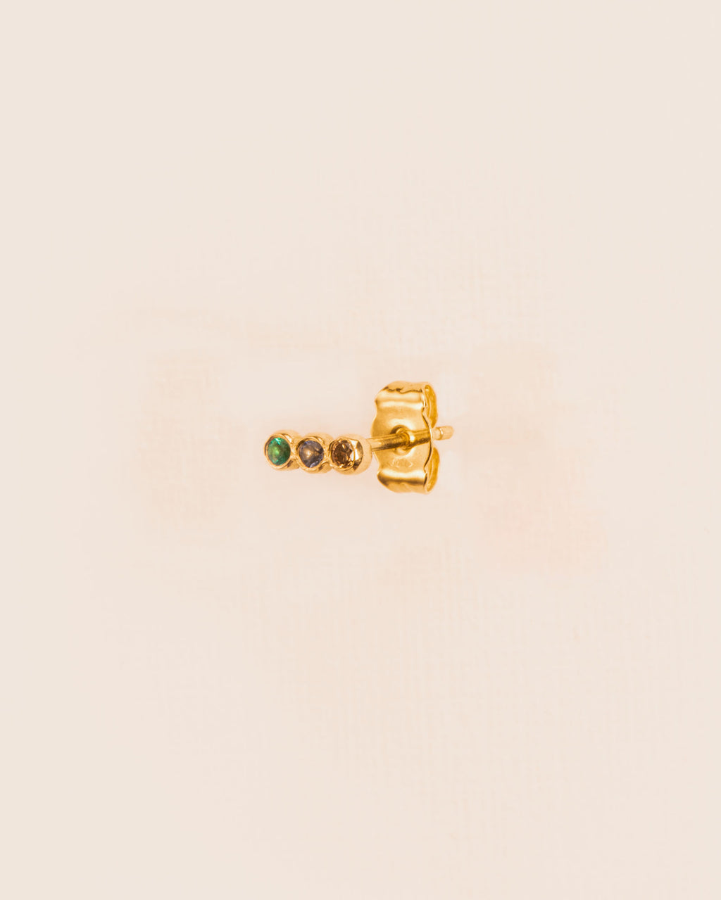 18K Gold Studs w. Diamonds, Tsavorite & Topaz