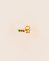 18K Gold Studs w. Diamonds, Tsavorite & Topaz