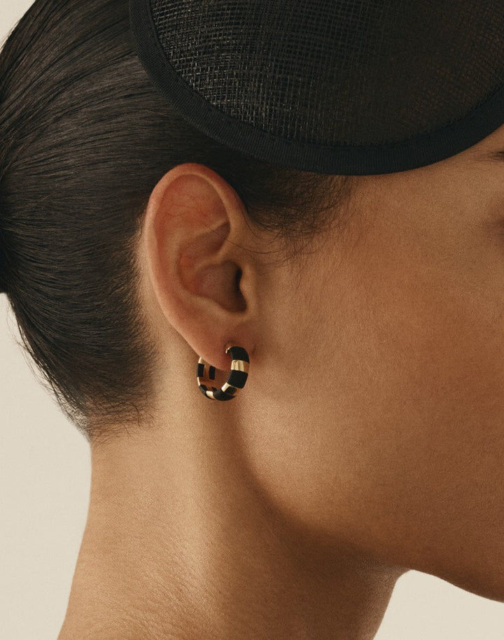Elsa Striped 18K Gold Hoop