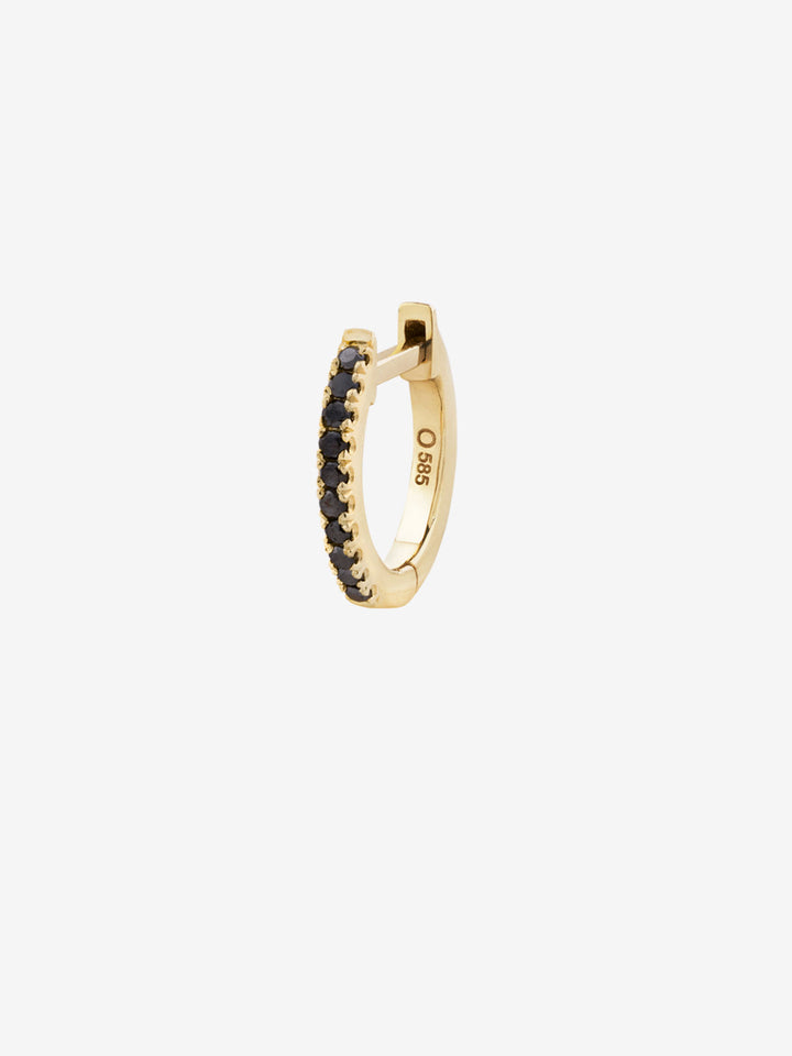 Huggie aus 14K Gold, Weißgold oder Rosegold I Schwarzer Diamant 0.05 Kt.