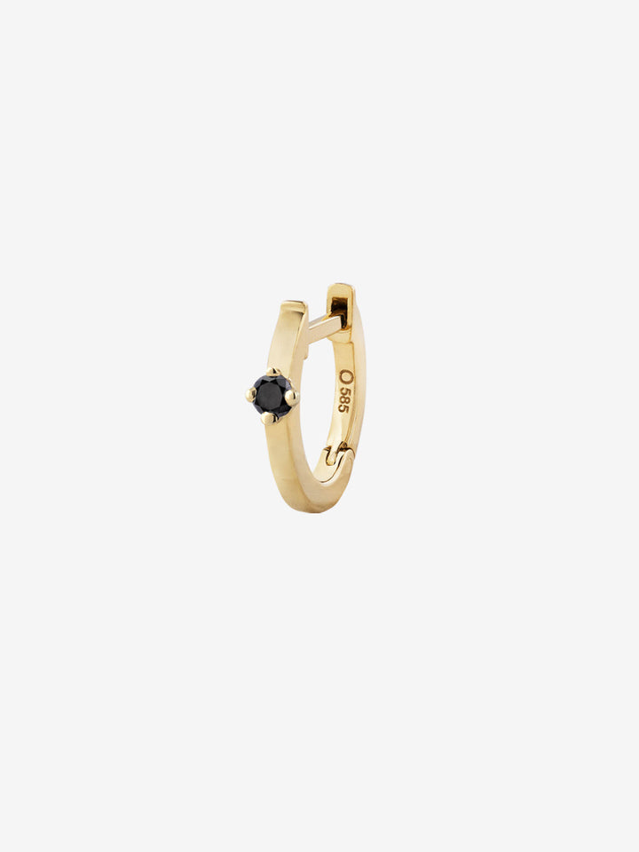 Huggie aus 14K Gold, Weißgold oder Rosegold I Schwarzer Diamant 0.04 Kt.