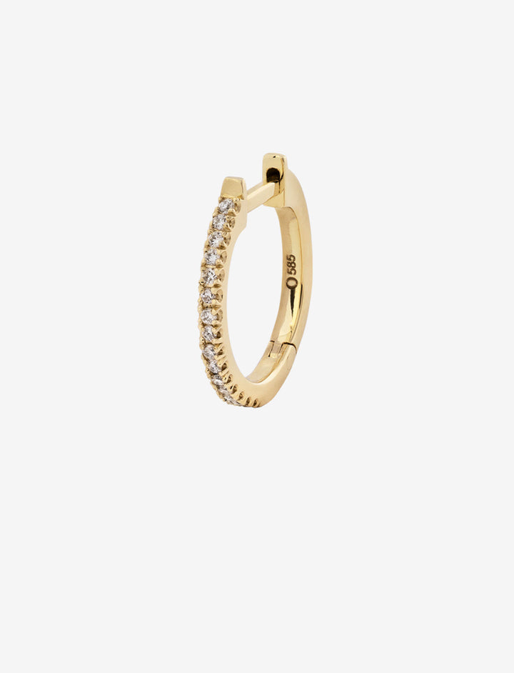 Stor Diamant 0.09 14K Guld, Hvidguld eller Rosaguld Huggie m. Diamanter