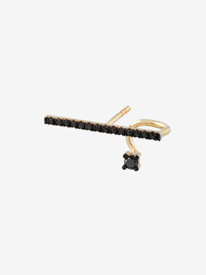 Ohrring 14K Gold, Weißgold oder Rosegold I horizontaler schwarzen Diamanten 0.12 Kt.