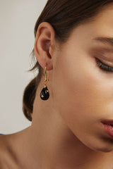 Haken Drop Black Gold Ohrringe W. Onyx