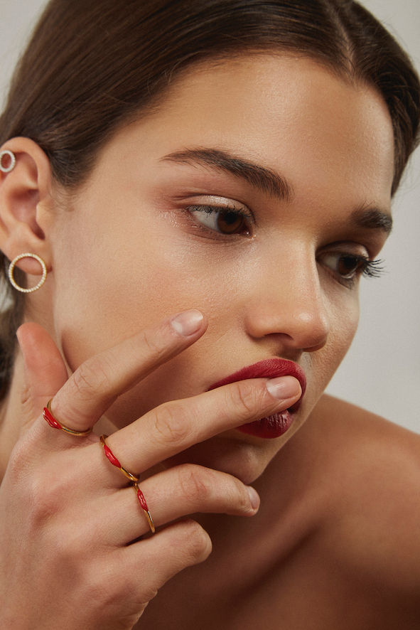 Lippen rot Gold plattierter Ring