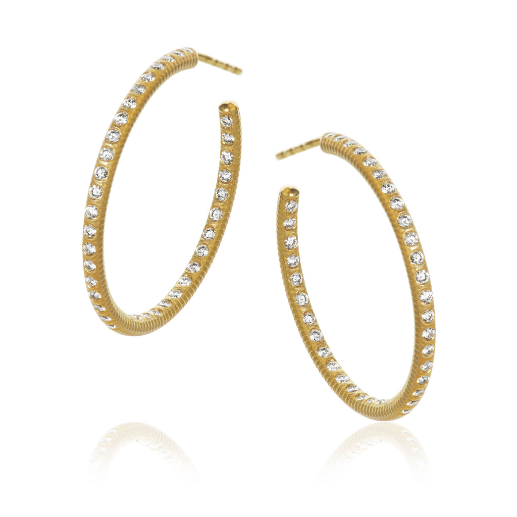 Large Esme Galaxy 18K Gold Hoops w. Diamonds