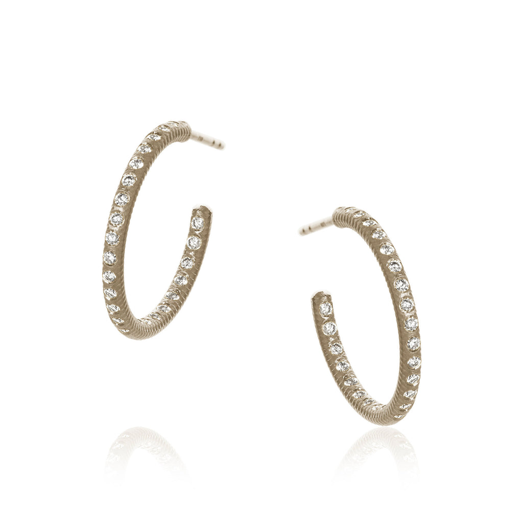 Esme Galaxy Medium 18K Hvidguld Hoops m. Diamanter