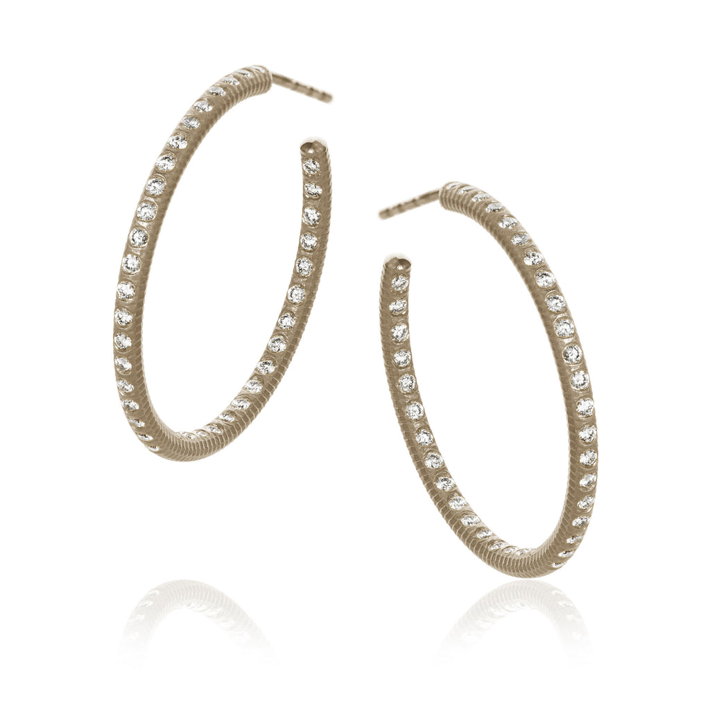 Esme Galaxy Large 18K Hvidguld Hoops m. Diamanter