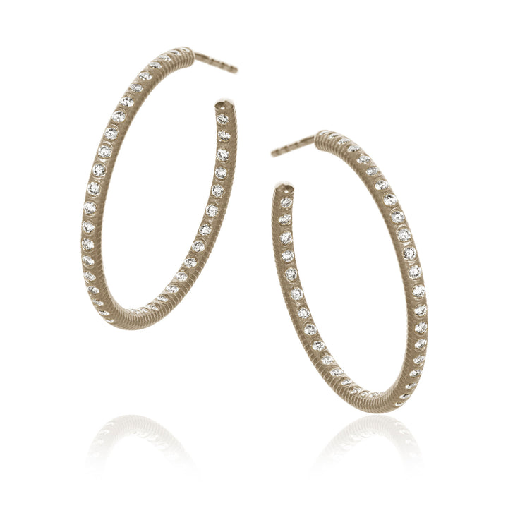 Esme Galaxy Large 18K Whitegold Hoops w. Diamonds