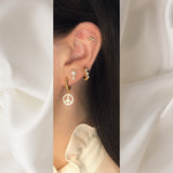 Peace 18K Gold Plated Huggie w. White Zirconia