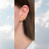 Ellie 18K Gold Plated Huggie w. Green & White Zirconia