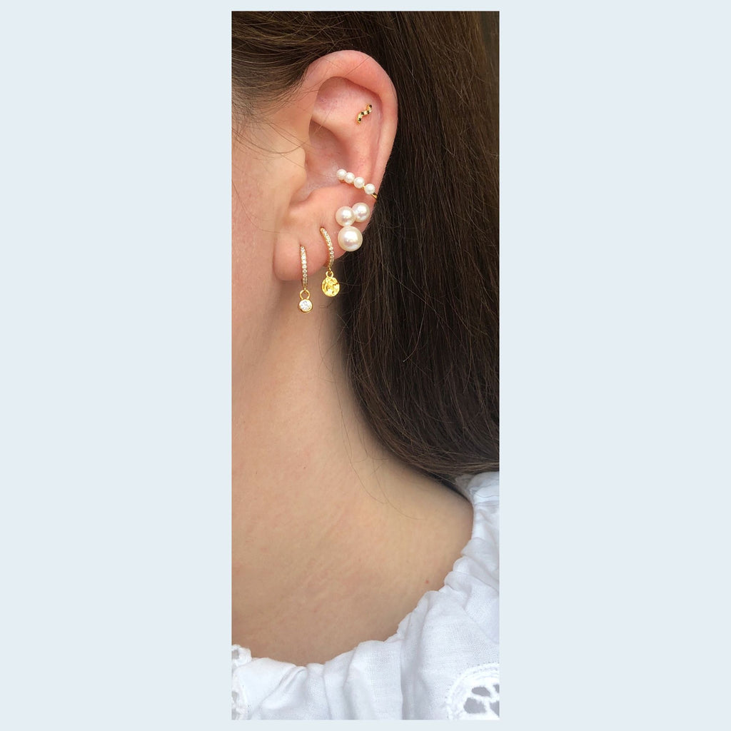 Soleil 18K Gold Plated Huggie w. Black Zirconia