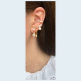 Pearly 18K Gold Plated Ear Cuff w. White Pearls