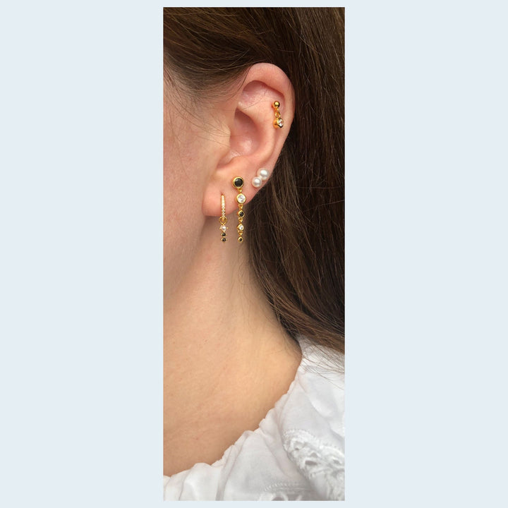 Sombra 18K Gold Plated Stud w. Black Zirconia