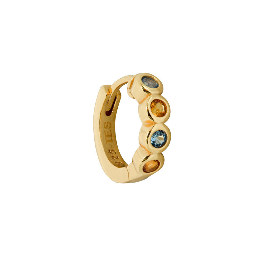Ellie Huggie goldplattiert 18K I Blauer & orangener Zirkon