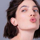 Ocean Tide Ear 18K Rosegold Earring w. Emeralds