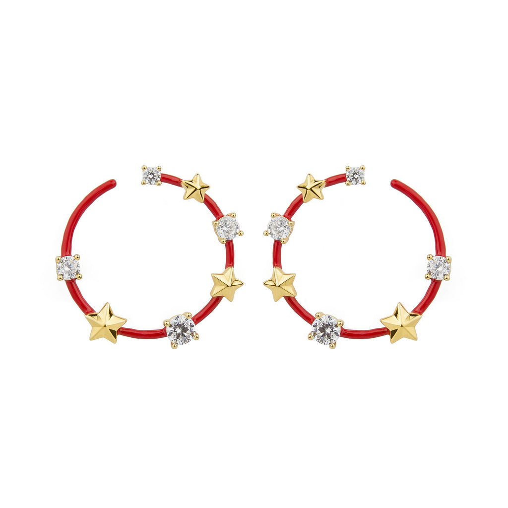 Stern- und Kristallrotgold Ohrringe w. Kristall