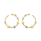 Stern- und Kristallgelbgold Ohrringe w. Kristall