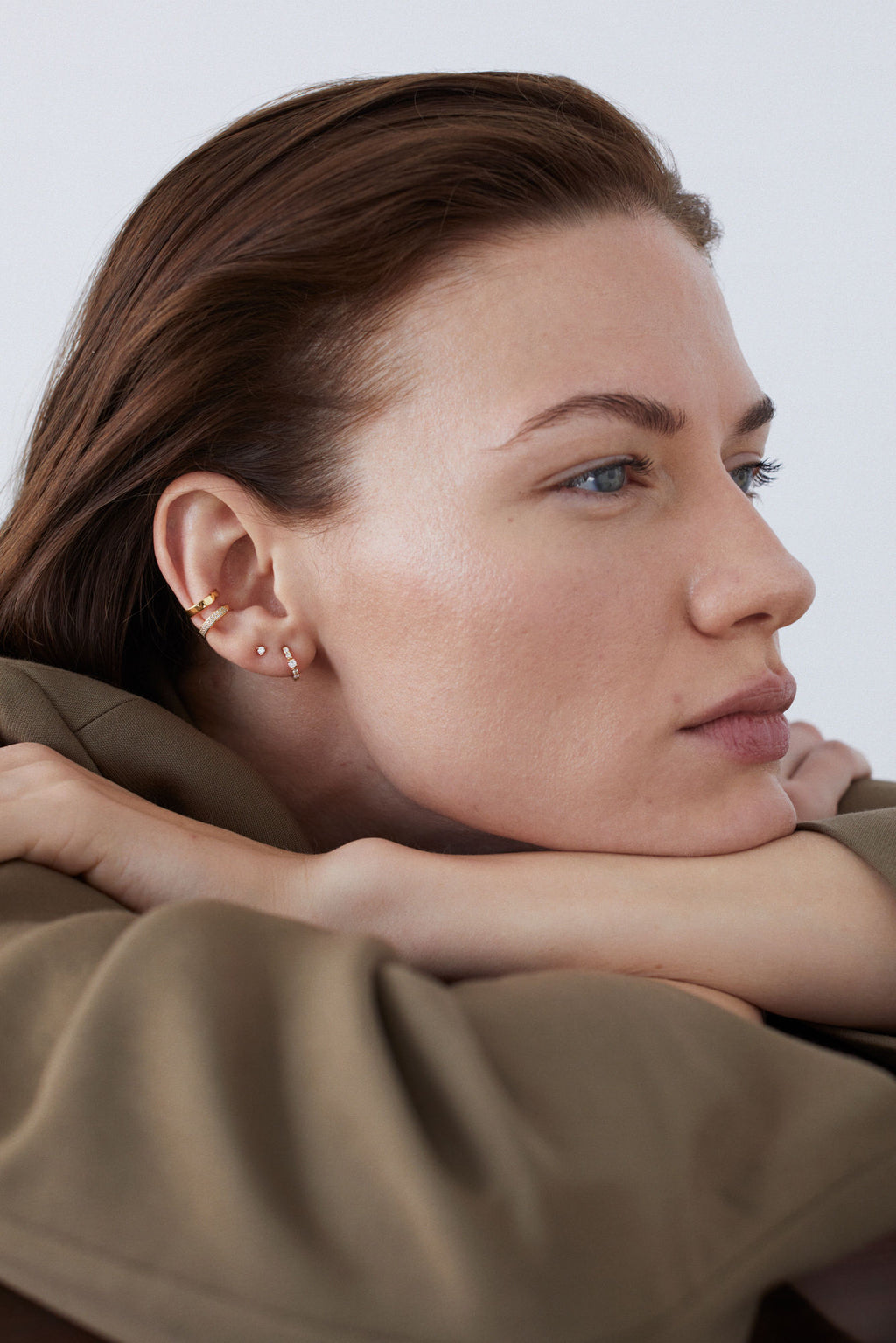 Pave 18K Rosegold Ear Cuff w. Lab-Grown Diamonds