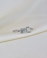 Nord Blue Turned 18K Hvidguld Ring m. Akvamarin & Diamant