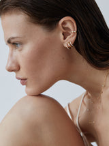 Triple Marquise Line 18K Gold Hoops w. Lab-Grown Diamonds