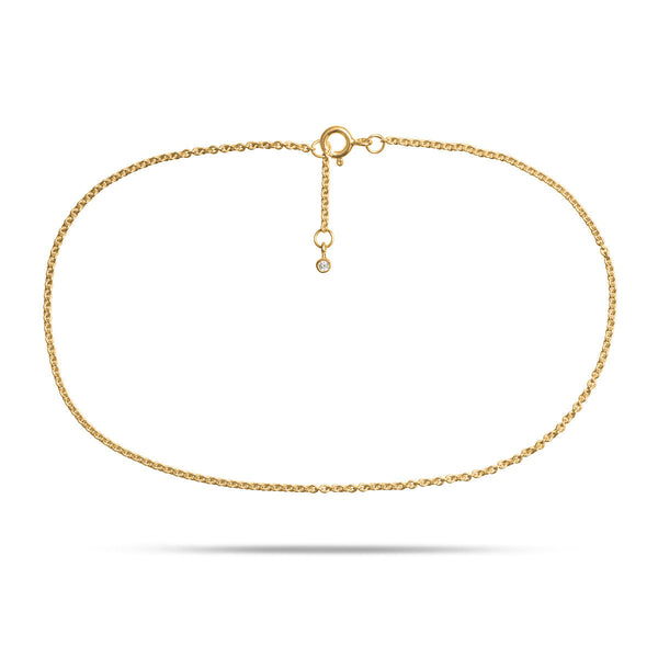 White 18K Gold Plated Anklet w. Zirconia