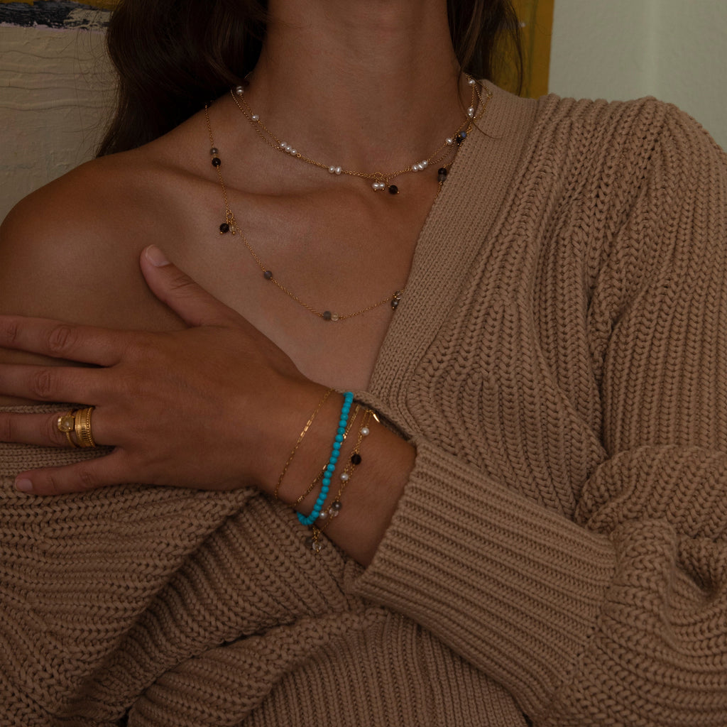 18K Gold Plated Bracelet w. Turquoise