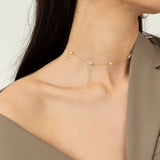 Valentine 18K Gold Plated Necklace w. Pearls & Quartz