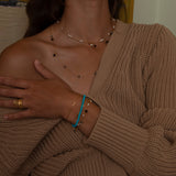 18K Gold Plated Necklace w. Quartz & Labradorite