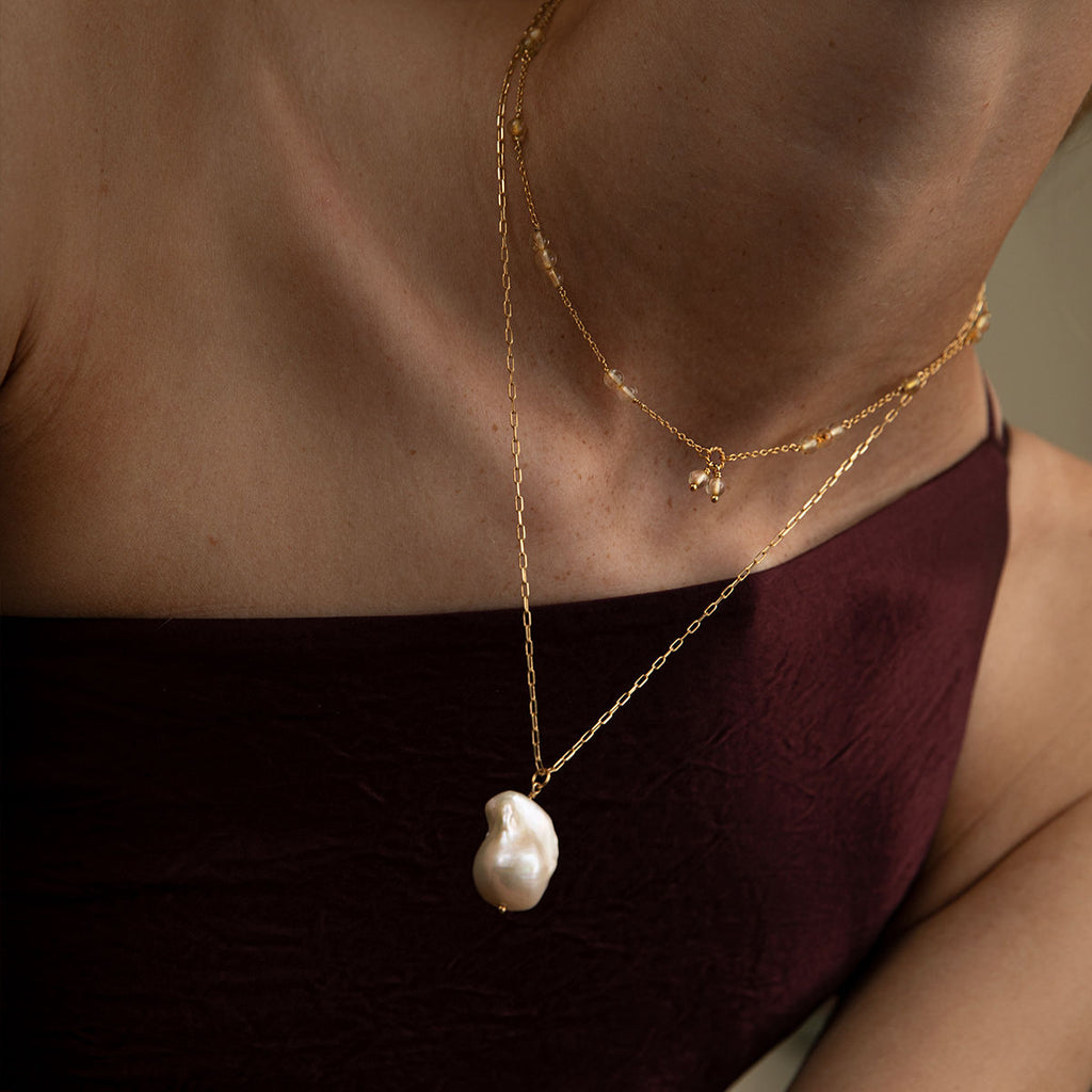 Unicorn 18K Gold Plated Necklace w. Rutile Quartz