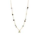 18K Gold Plated Necklace w. Quartz & Labradorite